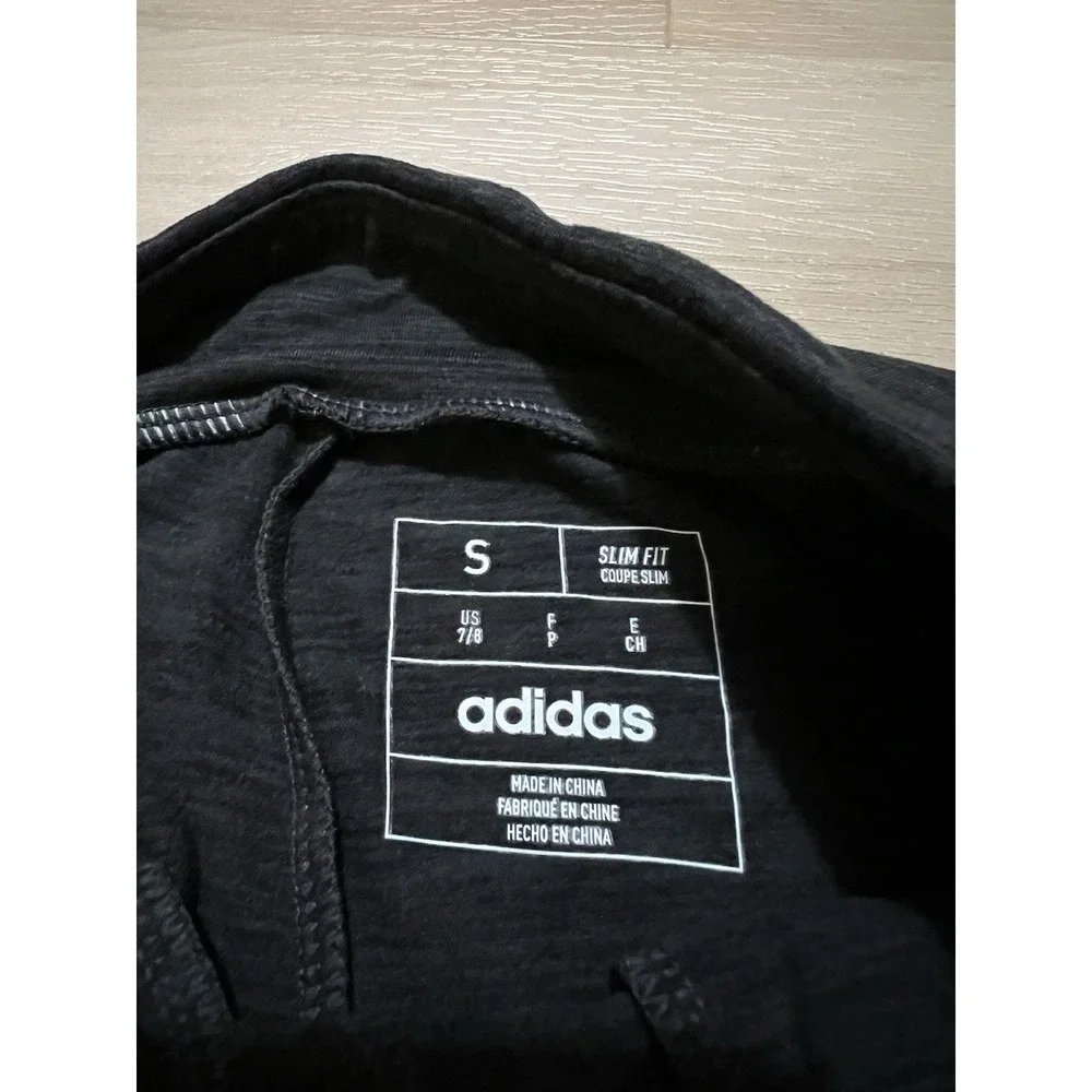 NWT Adidas Girls 3 Striped Cuffed Melange Jogger Pants Grey/Black‎ Sz Small 7/8